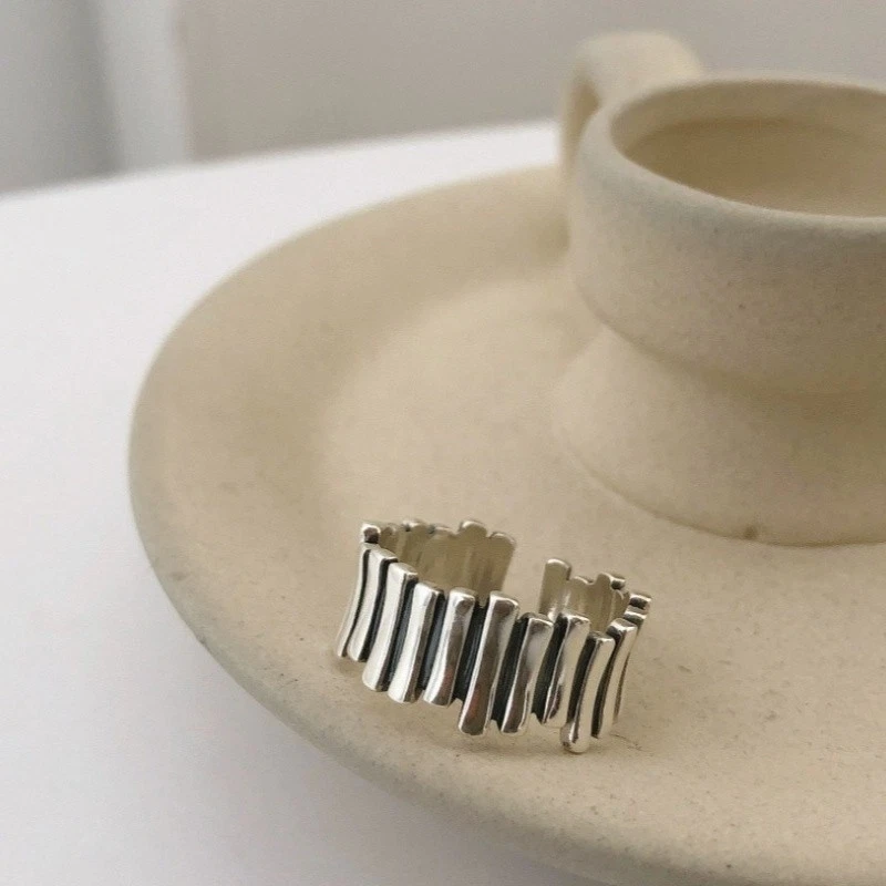 Женская мода уникальный волна забор кольцо палец кольцо регулируемый открытый кольцо меди - Изображение 4 из 4