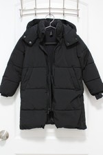 SIZE:XS 4/5 Girls' Hooded Puffer Jacket - All In Motion Black Excellent