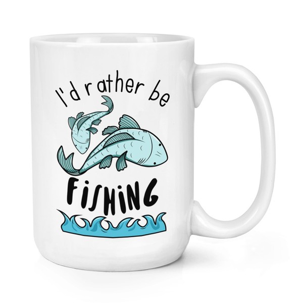 I'd Eher Sein Angeln 426Ml Groß Becher Tasse - Lustig Sport Fisch Groß-image