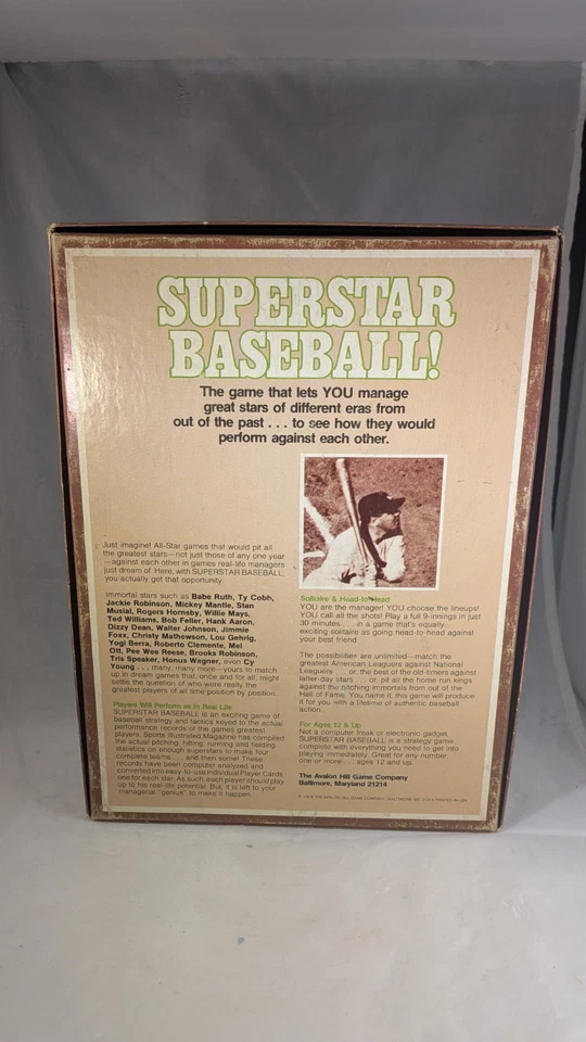 1978 Avalon Hill Sports Illustrated Games Superstar MLB Baseball! Excellent Con - Image 2 of 4