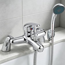 Bathroom Bath Shower Mixer Tap Deck Mounted Valve Bar Filler Tap Hand Set Chrome
