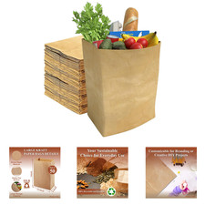 Kraft Paper Shopping Bags 52lb Strength Pack of 50 Eco-Friendly Brown Retail