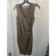 Rachel Rachel Roy Olive Green Textured Sleeveless Faux Wrap Sheath Dress XS