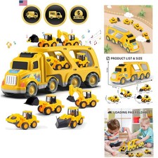 Construction Truck Toys for Boys Girls Age 3 4 5 6 Old  Carrier Transport Tru...