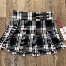 NWT Justice Pleated Skirt Size S 7/8 w/Built-in Shorts Purple/Pink Plaid Elastic