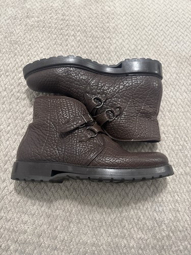 2000’s Emporio Armani Grained brown leather straps boots 