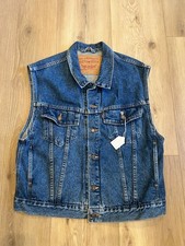 Vintage Levi s 70595 4891 Denim Trucker Vest Large Made USA Red Tab 90s