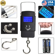 Portable Fish Scale Travel LCD Digital Hanging Luggage Electronic 110lb / 50kg