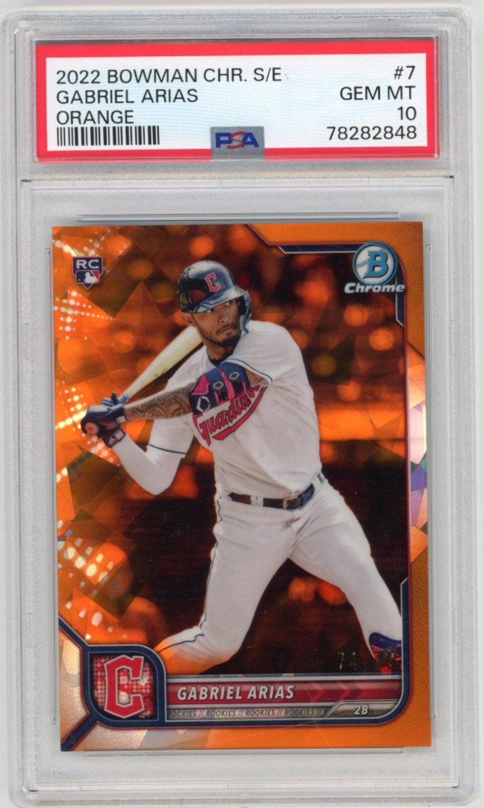 2022 Bowman Chrome Sapphire Edition Orange /75 Gabriel Arias #7 PSA 10 Rookie RC