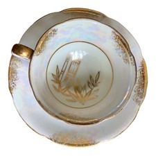 Shafford Vintage Teacup and Saucer Hand Gilded Lustreware Bamboo Made in Japan