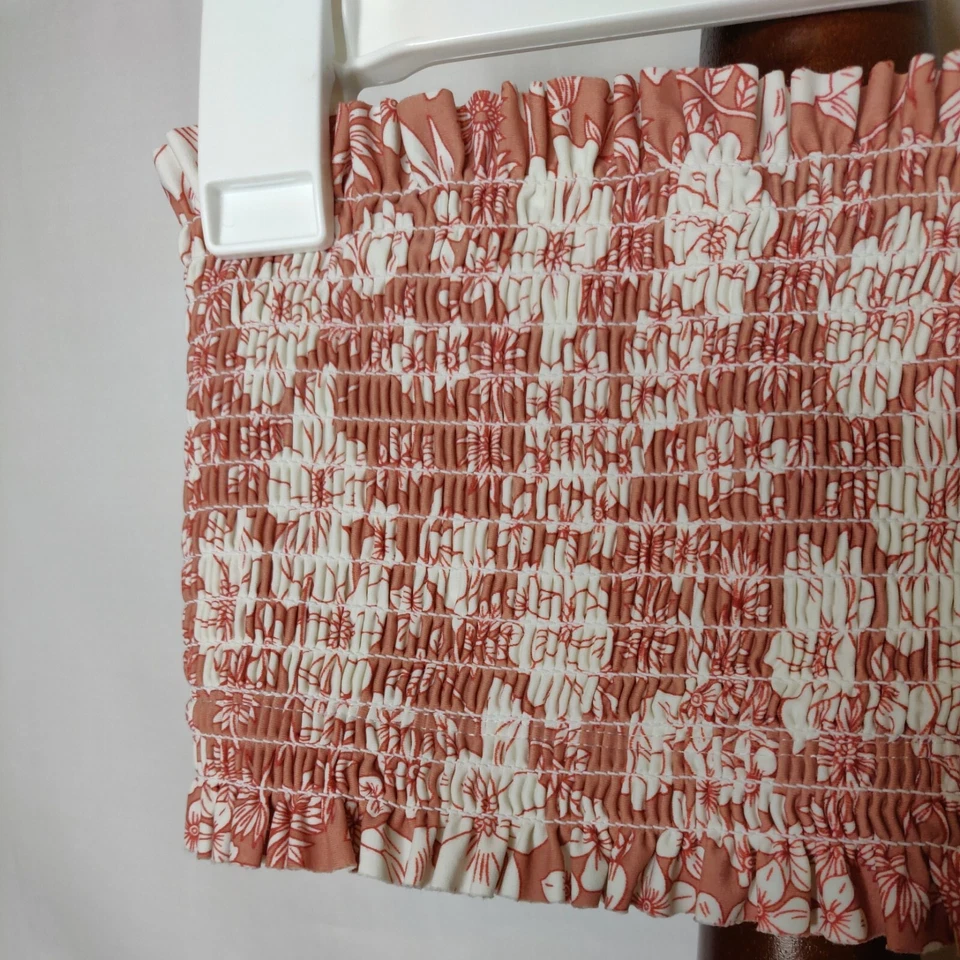 Xhilaration Mujer Talla XS Bralette Sin Tirantes Estampado Blanco y Tostado Corbatas con Aros Foto 3 de 4