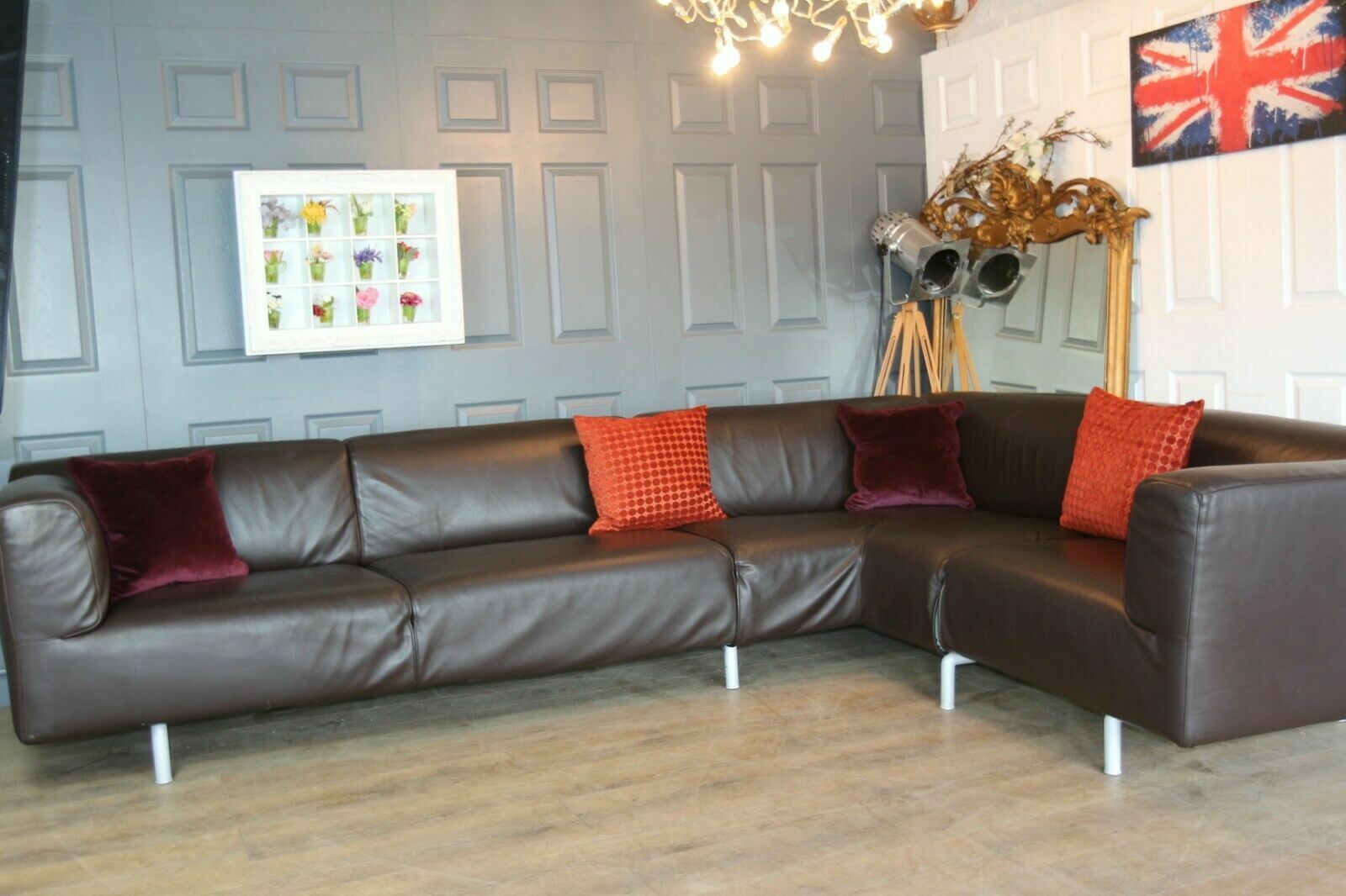 DESIGNER Piero Cassina MET 250 corner sofa brown leather suite RRP £