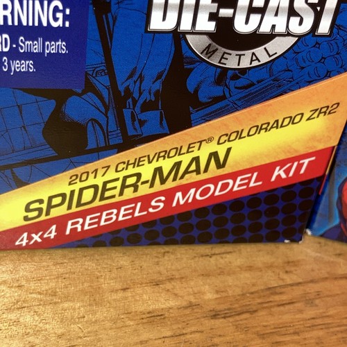 2 Marvel Diecast Metal Car Model Kit 4x4 Rebel Spiderman IronMan 2014 2017 Chevy - Picture 3 of 9