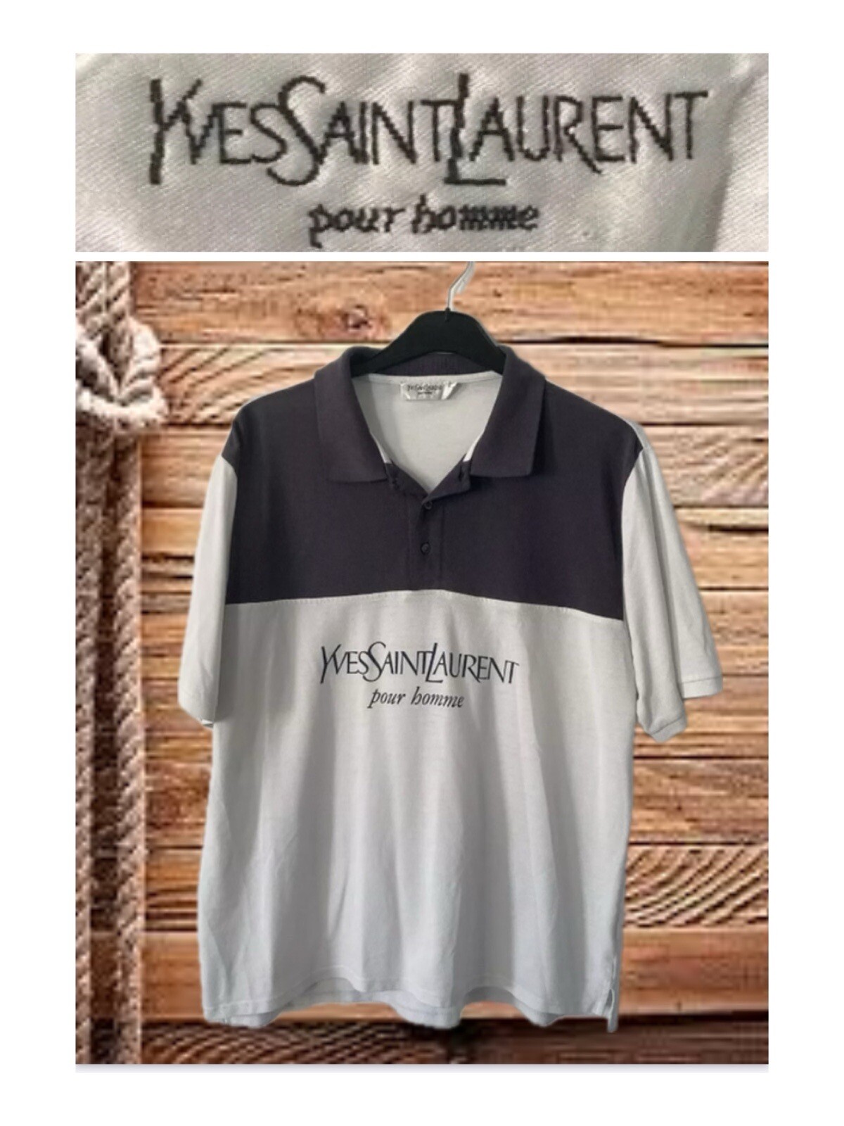 SAINT LAURENT Polo vintage YVES SAINT LAUREN: uomo logo YSL: XXL 50" petto