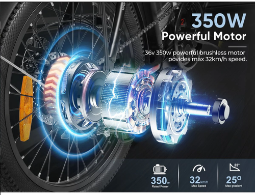 Samebike CY20 20'' Foldable Electric Bike 250W Motor 36V 12AH E City Bike - Picture 6 of 33
