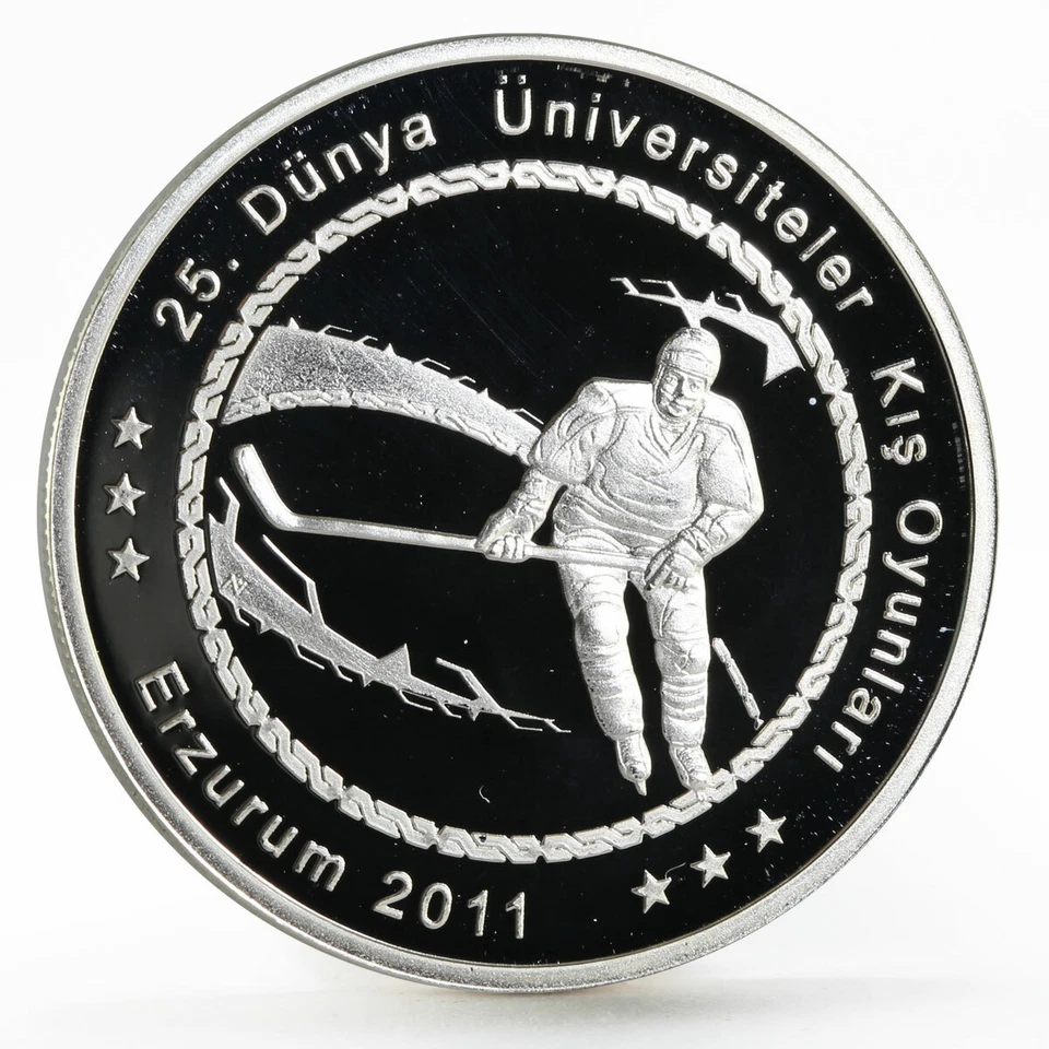Turkey 50 lira World Universities Winter Games series Hockey silver coin 2011 - Image 3 of 4