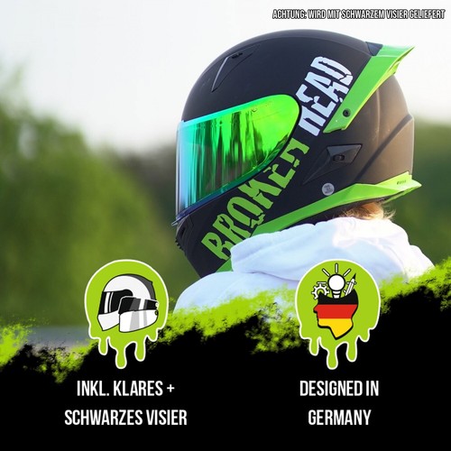 Broken Head Sport-Integralhelm BeProud Pro Grün ltd. Edition + Schwarzes Visier - Bild 2 von 12