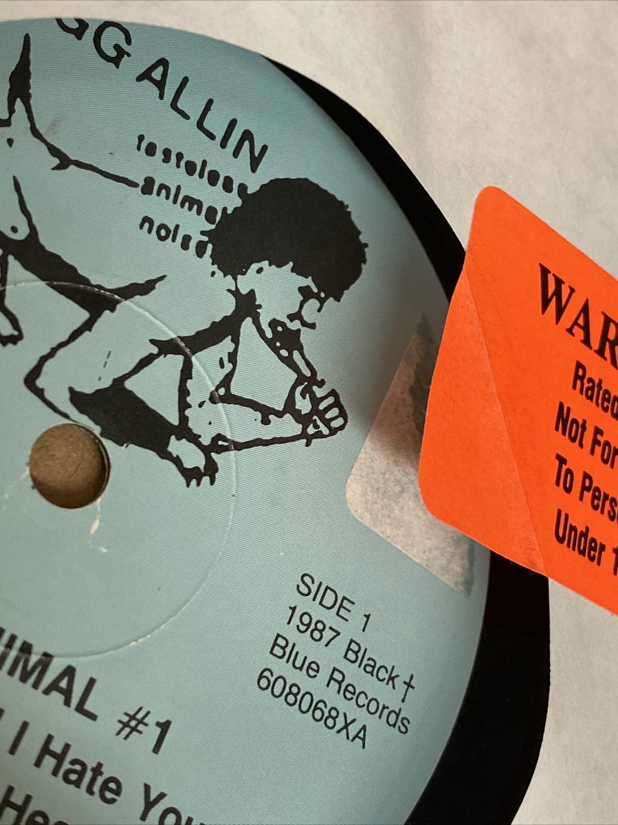 GGALLIN PUBLICANIMAL#1 Black+Blue QCAマト GG ALLIN PUBLIC ANIMAL #1 7” Vinyl 1987 NM Orange Warning Sticker