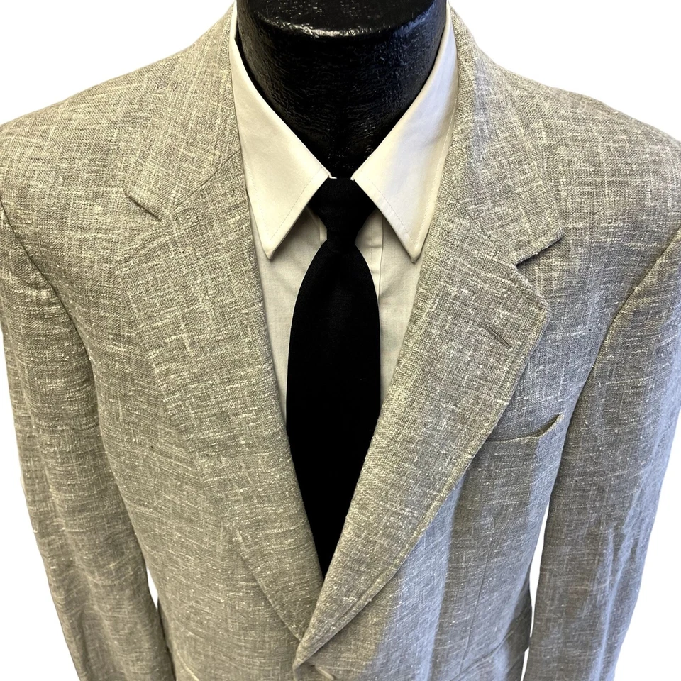 Vtg 50’s Style Men's Gray ATOMIC FLECK Sport Coat ROCKABILLY Jacket LINEN Blazer - Image 2 of 4