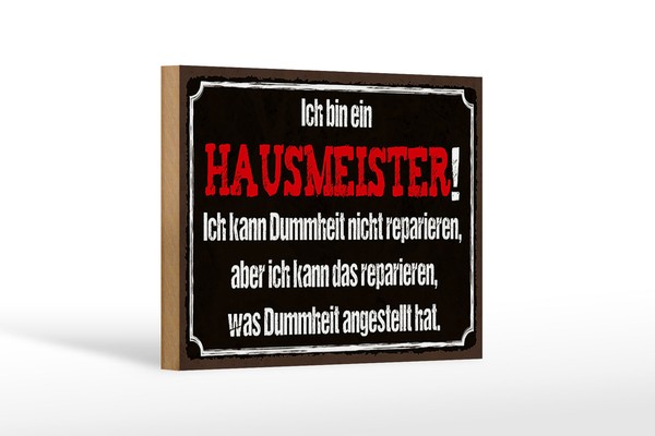 Holzschild Spruch 18X12 Cm Bin Hausmeister Kann Reparieren Deko Schild-image