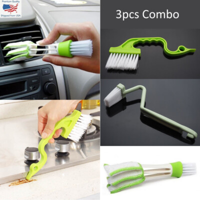 3pcs Set - Groove Gap Cleaning Scraper & Vent Blind Cleaner & Toilet V Brush