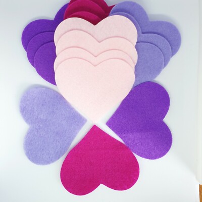 Große Filzherzen rosa und lila, (16), gestanzte Filzherzen