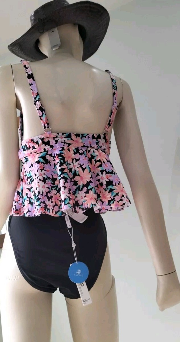 Tankini Cupshe Peplum Cupshe Swim Floral Peplum Black Tankini