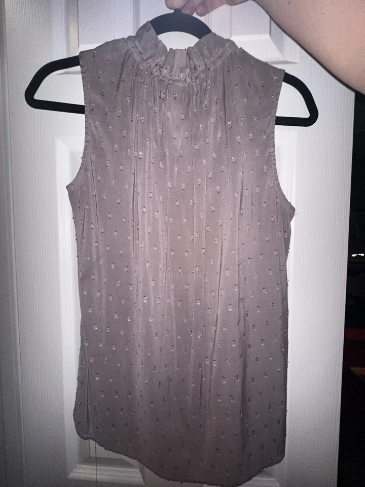 Camiseta sin mangas H&M para mujer 2 pulóver tejido púrpura corbata volantes cuello lunares 16412 Foto 2 de 3