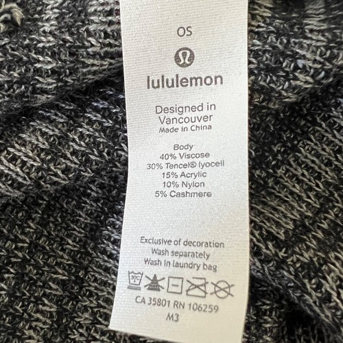Lululemon Womens Divinity Scarf Poncho Black Heathered Gray Cashmere Blend OS - Picture 8 of 9