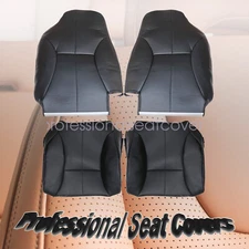 For 1998-02 Dodge Ram 1500 2500 Both Side Bottom + Top Leather Seat Cover Black