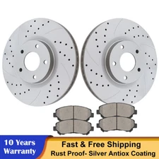 Front Drilled Disc Rotors Ceramic Pads Fit for 2009-2014 2016-2019 Nissan Maxima
