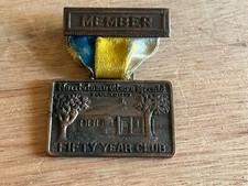 Norristown PA Time Herald FOB Medal Ribbon Pin Badge Award Fifty Year Club Vtg
