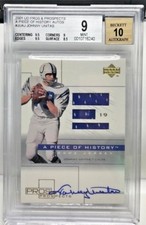 Johnny Unitas 2001 UD Pros & Prospects Piece o GU Jersey Autograph Auto 10 BGS 9