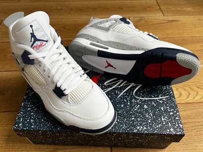 NEU # NIKE AIR JORDAN 4 RETRO - WHITE/MIDNIGHT NAVY - EUR 44,5 / US 10,5 # OVP