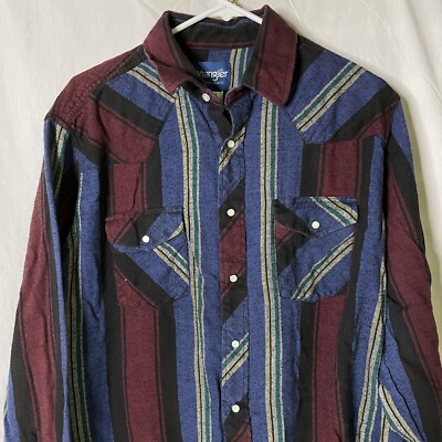 Vintage 1990s Wrangler Pearl Snap Western Shirt Rodeo Work Cowboy