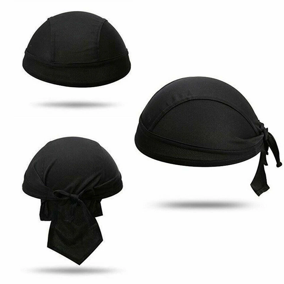 Paquete de 3 gorras calaveras envolventes para la cabeza de motocicleta Durag Du-rag sombrero de ciclismo de secado rápido Foto 3 de 4