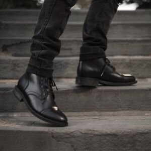 leather boots for men black