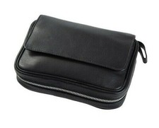 Pfeifentasche Angelo Leder bietet Platz für 4 Pfeifen u. ihr Zubehör schwarz Neu