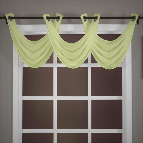 Abri Grommet Crushed Sheer Valance 24 x 24" 100% Polyester (One Single Valance) - Picture 3 of 14