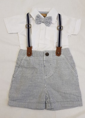 Little Gents Bebe Garcon 4 Piece Tenue Ensemble Chemise Pantalon Bretelles Noeud Papillon 0 24 M Ebay