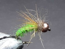 1 DOZEN TUNGSTEN HEAD GREEN NYMPHS FOR FLY FISHING-TUNG-257