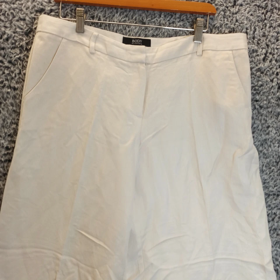 BODY Pantalones Victoria Mujer 14 Beige The Marisa Calce Pierna Ancha Mezcla de Lino Clásico Foto 2 de 4