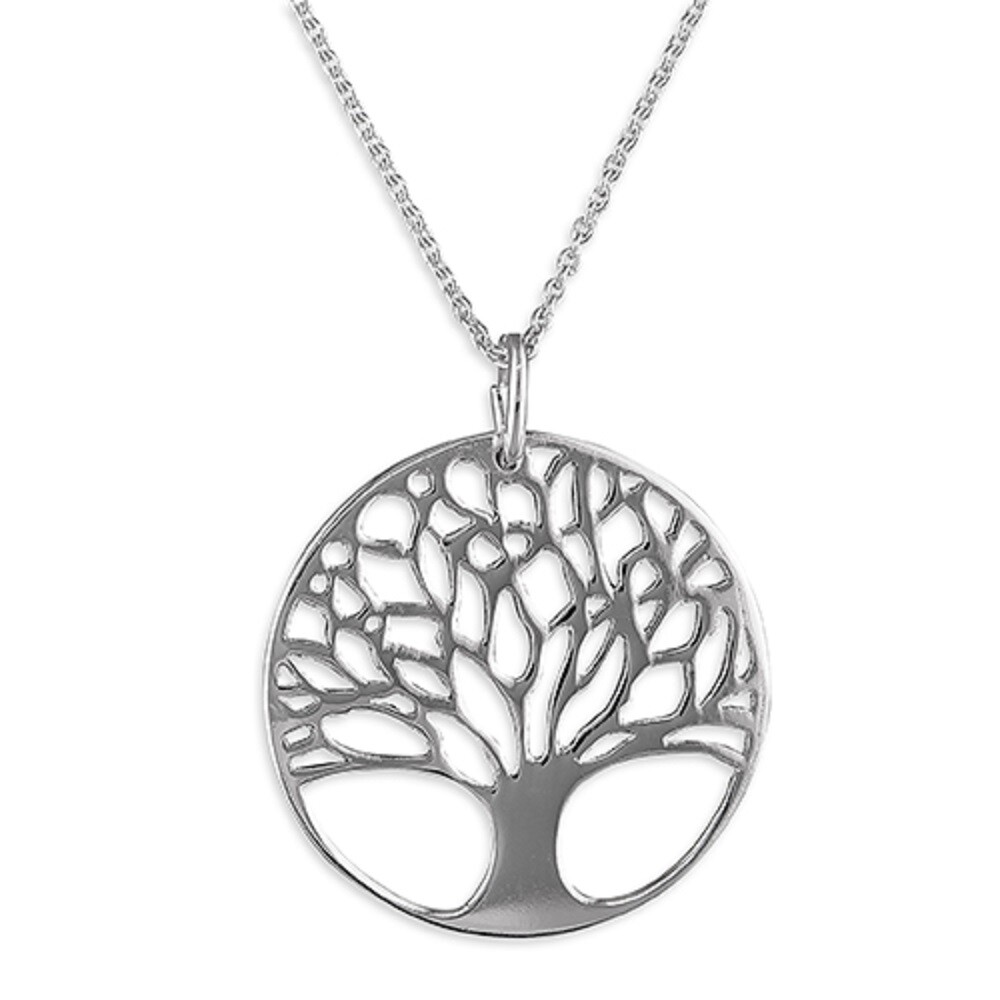 Cut Out Tree of Life Pendant Necklace Sterling Silver