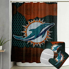 Miami Dolphins Art ver2 Background Sport Waterproof Shower Curtain Sets.