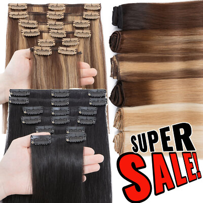 Balayage 100% Human Hair Extensions 8Pieces Clip In Remy Hair FULL HEAD OMBRE US