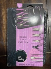 New Bead Landing 6 Starter Tools Kit with Black Canvas Zipper Case purple 