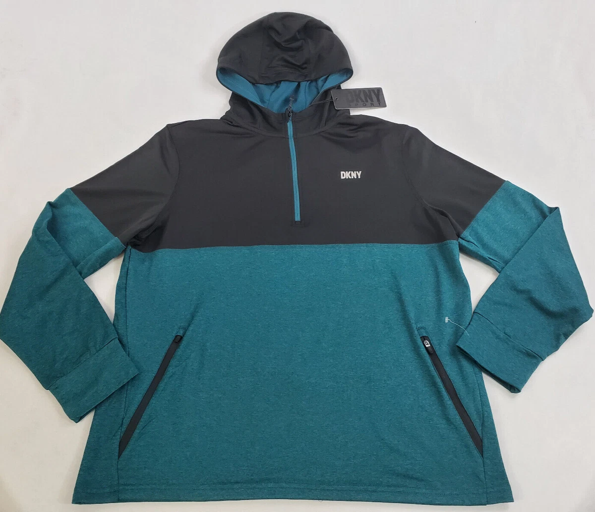 new DKNY Sport men hoodie sweatshirt DKS32KT005 blue black deep teal sz L  $80 | eBay