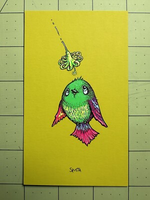 Marq Spusta Nectar Bird & Flower  Flat Yellow 3x5  Micro Mini Print