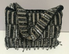 Vintage Silver & Black Beaded Evening or day ...