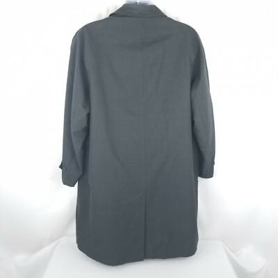 Vintage Weather Rogue Men Sz 42 Trench Coat Black Gray Plaid Check